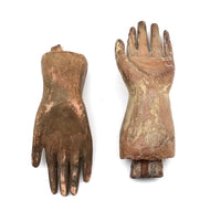 Exquisite Little Pair of Antique Carved Santos Hands (Mismatched but Lovely Together)