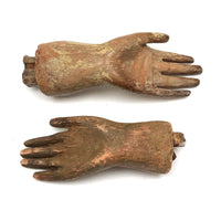 Exquisite Little Pair of Antique Carved Santos Hands (Mismatched but Lovely Together)