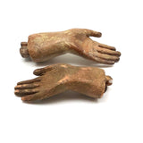 Exquisite Little Pair of Antique Carved Santos Hands (Mismatched but Lovely Together)