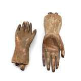 Exquisite Little Pair of Antique Carved Santos Hands (Mismatched but Lovely Together)