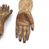 Exquisite Little Pair of Antique Carved Santos Hands (Mismatched but Lovely Together)