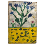 Richard Harrison's Marvelous Old Painting of Flowers and Yellow Ground on Board