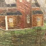 Red House, Blue Sky, Atmospheric Folk Art Roof Slate Painting