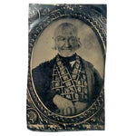 Man with Amazing Face and Breastcoat, 4x7 Inch Antique Tintype of Earlier Cased Photo