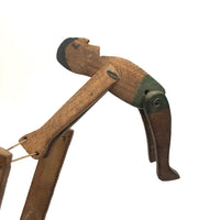 Sweet Hand-carved Folk Art Squeeze Toy, Acrobat in Green Shorts