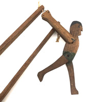 Sweet Hand-carved Folk Art Squeeze Toy, Acrobat in Green Shorts