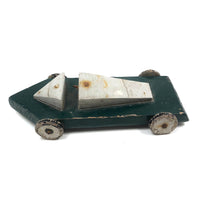 Retro-Futuro Homemade Green and Silver Painted Wooden Toy Car