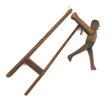 Sweet Hand-carved Folk Art Squeeze Toy, Acrobat in Green Shorts