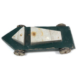 Retro-Futuro Homemade Green and Silver Painted Wooden Toy Car