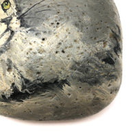 Fluffy with Green Eyes, Fabulous Vintage Painted Cat Rock