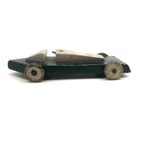 Retro-Futuro Homemade Green and Silver Painted Wooden Toy Car