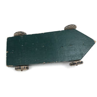 Retro-Futuro Homemade Green and Silver Painted Wooden Toy Car