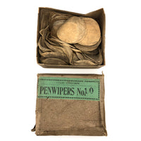 One Gross Pen Wipers, As Found Box of Antique Leather Pen Wipes