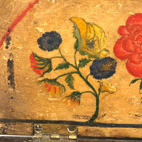 Henrietta Work's Very Wonderful Work! Mid 19th C. Box with Painted Interior Lid and Drawer