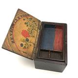 Henrietta Work's Very Wonderful Work! Mid 19th C. Box with Painted Interior Lid and Drawer