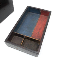 Henrietta Work's Very Wonderful Work! Mid 19th C. Box with Painted Interior Lid and Drawer