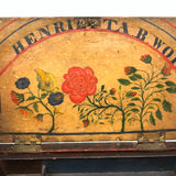 Henrietta Work's Very Wonderful Work! Mid 19th C. Box with Painted Interior Lid and Drawer