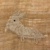 Funny Bunny, Charming 19th C. Horizontal Sampler on Homespun Linen