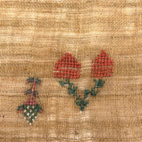 Funny Bunny, Charming 19th C. Horizontal Sampler on Homespun Linen