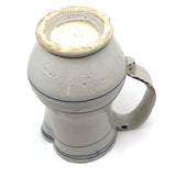 Antique Staple Repaired Hand-thrown Blue and White Stoneware Pitcher