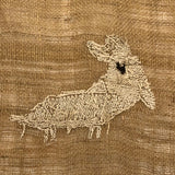 Funny Bunny, Charming 19th C. Horizontal Sampler on Homespun Linen