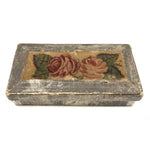 Pretty Little 19th C. Theorem on Velvet and Silver Papered Box