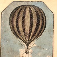 Ascent of the Royal Nassau Balloon, Lithograph of 1837 Engraving Mounted on Board