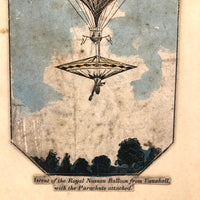 Ascent of the Royal Nassau Balloon, Lithograph of 1837 Engraving Mounted on Board