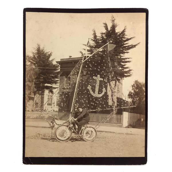 Bicycle Float With Sails! Flora Carnival 1898 Cabinet Card Photograph