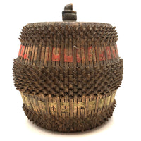 Unusual and Wonderful Hybrid: 1922 Maine Native Fancy Curl Basket Over Carved Barrel with Drawer