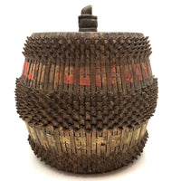 Unusual and Wonderful Hybrid: 1922 Maine Native Fancy Curl Basket Over Carved Barrel with Drawer