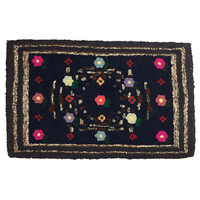 Sweet and Cheerful, Very Folky Hand Hooked Rug