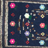 Sweet and Cheerful, Very Folky Hand Hooked Rug