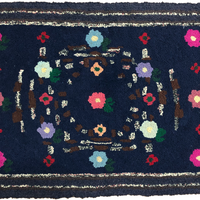 Sweet and Cheerful, Very Folky Hand Hooked Rug