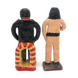 Man with Beard and Man in Beige, Pair of Mexican Folk Art Pottery Figures