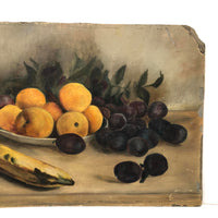 Ripe and Overripe Fruit, Satisfying Antique Still Life on Artist Board