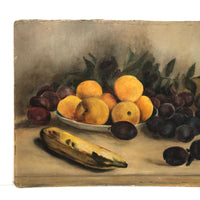 Ripe and Overripe Fruit, Satisfying Antique Still Life on Artist Board