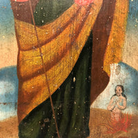 Saint Joseph with Baby Jesus and Anima Sola, c. Late 19th C. Santos Painting on Wood Panel