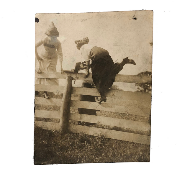 Jumping the Fence, Wonderful Antique Snapshot