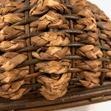 Incredibly Constructed Victorian Leather and Woven Wicker Sewing Basket with Brass Hardware