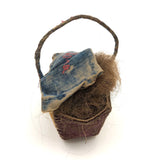 Clara's 19th C. Hand-Sewn Velvet Covered Basket Filled with Collected Hair