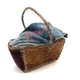 Clara's 19th C. Hand-Sewn Velvet Covered Basket Filled with Collected Hair