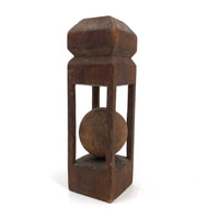 Nicely Carved Antique Standing Ball in Cage Whimsy