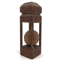 Nicely Carved Antique Standing Ball in Cage Whimsy