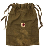 Battered Old Khaki American Red Cross Drawstring Bag, Presumed WW1