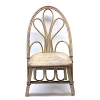 Sculptural Old Bentwood Willow Branch Child's Chair in Old Cream Over Red Paint