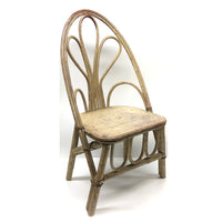 Sculptural Old Bentwood Willow Branch Child's Chair in Old Cream Over Red Paint