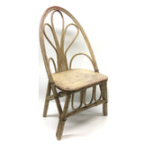 Sculptural Old Bentwood Willow Branch Child's Chair in Old Cream Over Red Paint