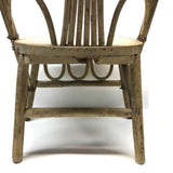 Sculptural Old Bentwood Willow Branch Child's Chair in Old Cream Over Red Paint