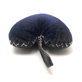 Large 1901 Dark Blue Velvet Heart Shaped Emery with Hanging Loop